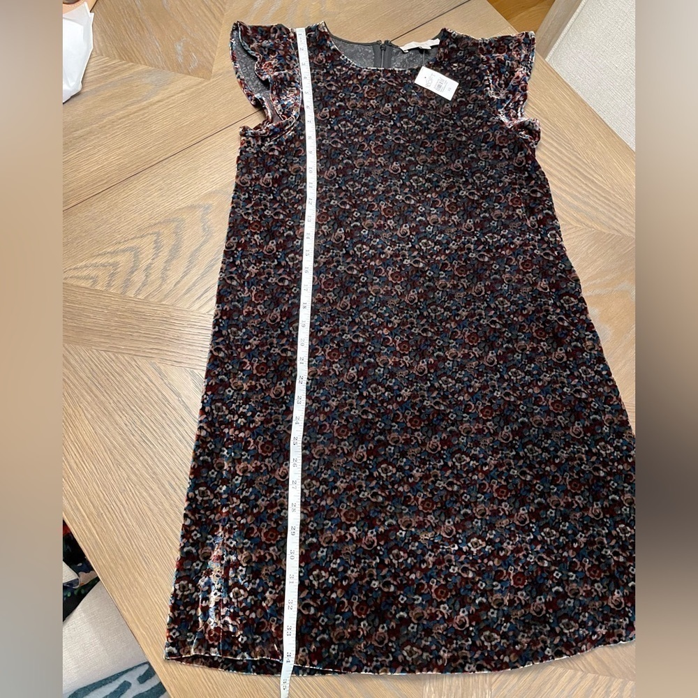 Nwt LOFT floral velvet sleeveless flutter sleeve mini dress - Picture 5 of 9